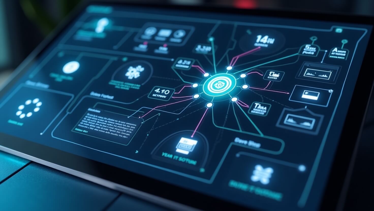 Make.com interface displaying advanced AI-powered workflows connecting apps and automating complex business processes in a modern 2025 digital workspace