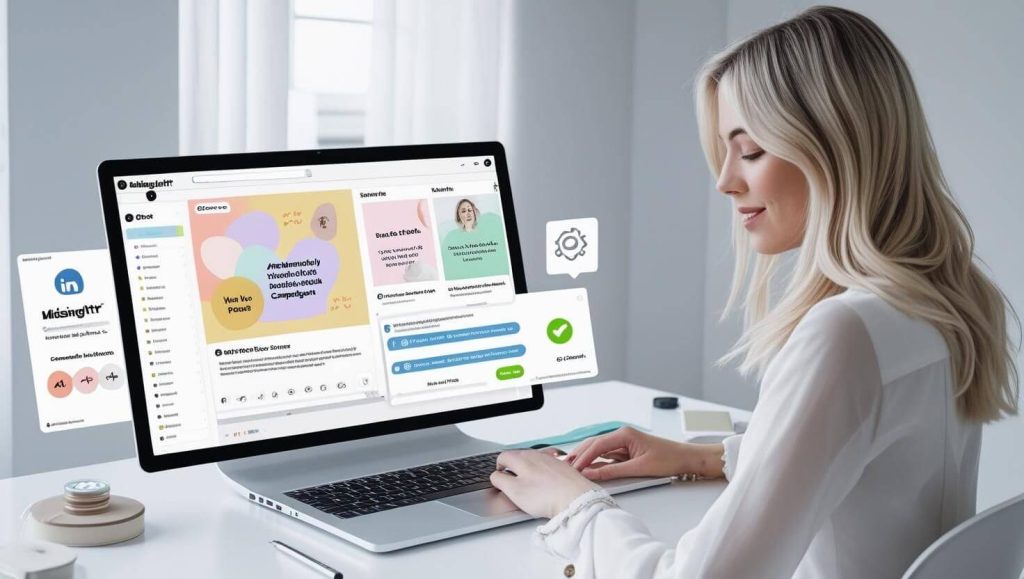 A content creator uses Missinglettr’s AI dashboard to automate blog distribution across multiple social media platforms