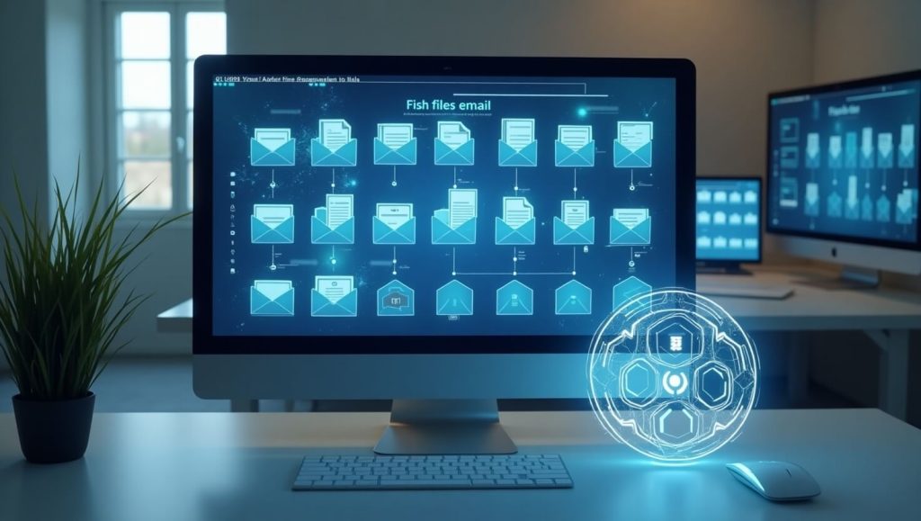 AI automatically cleaning and organizing digital files on a modern computer in 2025